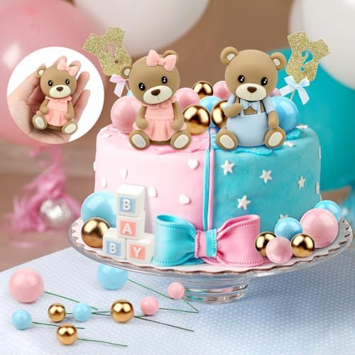 54PCS Bear Gender Reveal Cake Topper Set