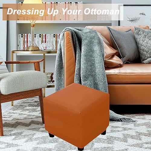 Bifaunvogel Waterproof Square Ottoman Slipcover Small Orange