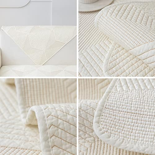 Vctops Farmhouse Solid Color Embroidery Sofa Cover