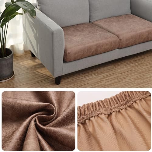 Fuloon Stretch Seat Cushion Covers Brown 2 Pcs