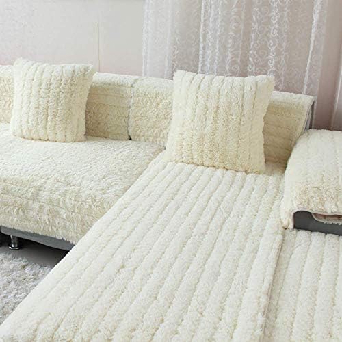 Plush Cream Sofa Slipcover Cover 43x94 Rectangular