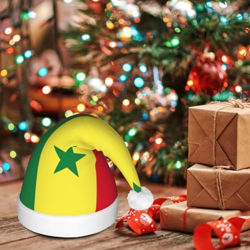 Senegal Flag Christmas Hat with LED Lights