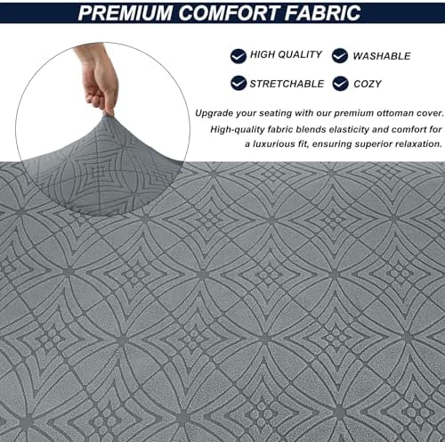 X-Large Dark Grey Ottoman Slipcover for Square and Rectangle Furniture