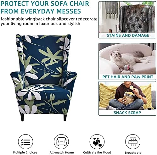 NILUOH 2 Piece Stretch Wingback Chair Slipcover
