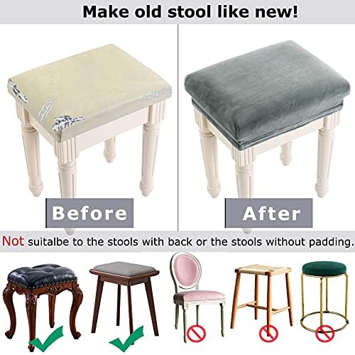 SINOSO Vanity Stool Covers Set of 4 Dark Grey Velvet Rectangle