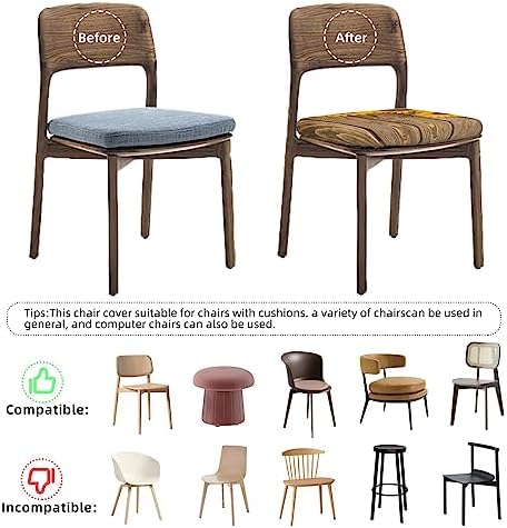 Brown Wood Texture Sunflower Dining Chair Covers Set of 6