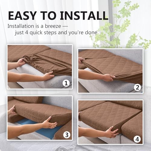Genina Waterproof Sofa Cushion Cover - Stretch Fit Brown