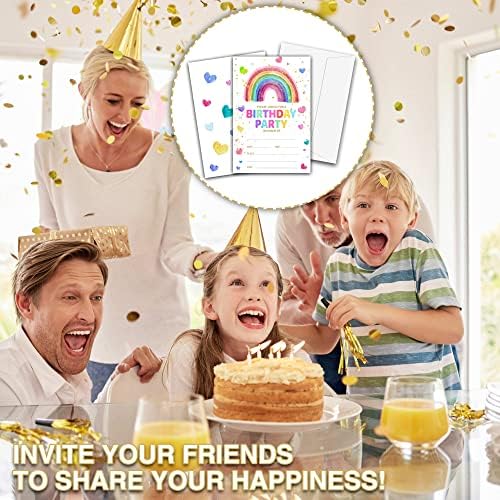 Rainbow Heart Birthday Invitations 20pcs A02