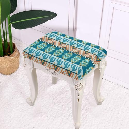 Bar Stool Covers Set of 2 Aztec Cactus Design