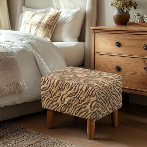 Tiger Print Ottoman Cover Stretch Folding Stool Furniture Protector