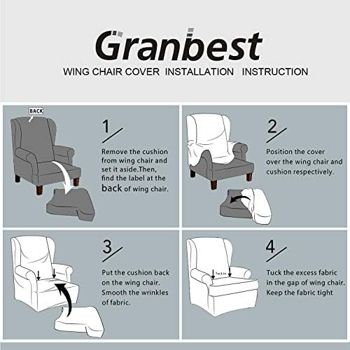 Granbest Premium Water Repellent Wingback Chair Cover 2 Piece