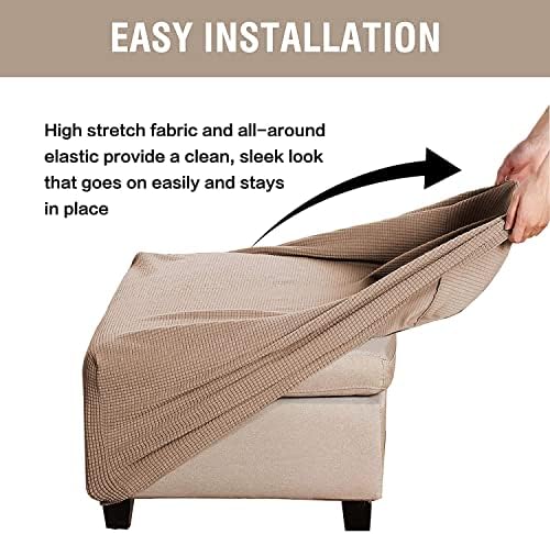 2 Piece Stretch Ottoman Covers for 17x17 19x19 Inches Stool Footrest Protection