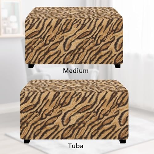 Tiger Print Ottoman Cover Stretch Folding Stool Furniture Protector