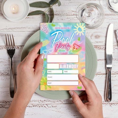 Pool Party Invitations 20 Pack with Envelopes