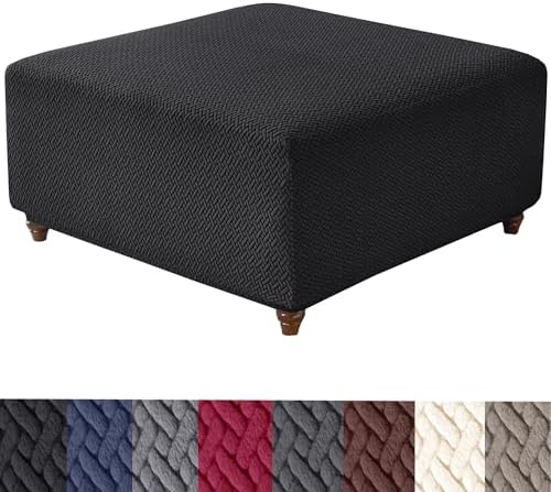 HFCNMY Thick Stretch Ottoman Slipcover - Black Square