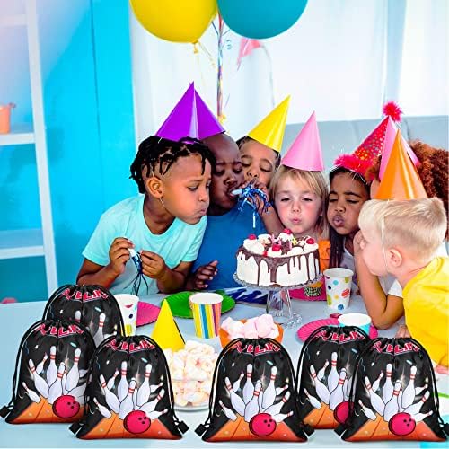 16 Pcs Bowling Style Drawstring Bags for Party Favs
