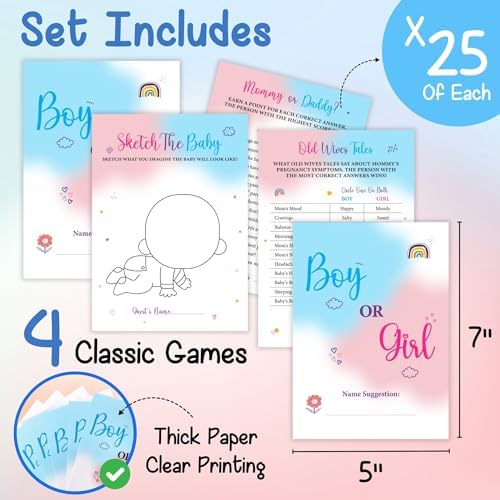 Baby Gender Reveal Game Set for Guests