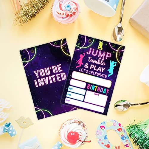 AWSICE Neon Glow Birthday Invites Double Sided