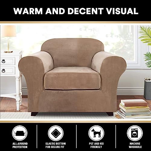 PrinceDeco Velvet Plush Chair Cover Set 2 Piece