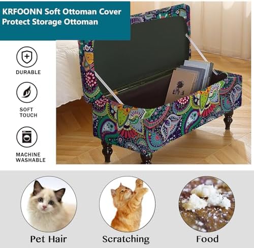 KRFOONN Printed Stretch Ottoman Bench Cover