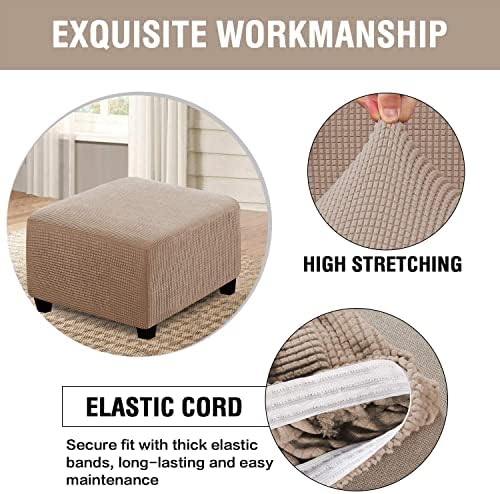 2 Piece Stretch Ottoman Covers for 17x17 19x19 Inches Stool Footrest Protection