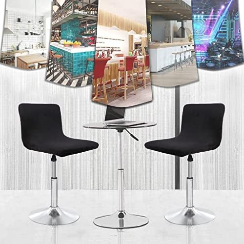 Velvet Bar Stool Covers 4PCS Black Stool Slipcovers for Counter Height Chairs