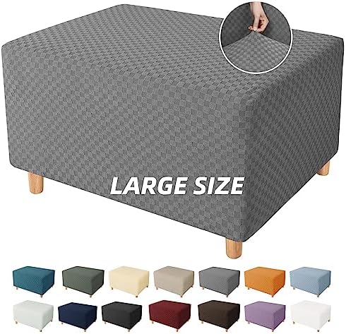 YEMYHOM Ottoman Cover Jacquard Design High Stretch Folding Storage Footstool Protector