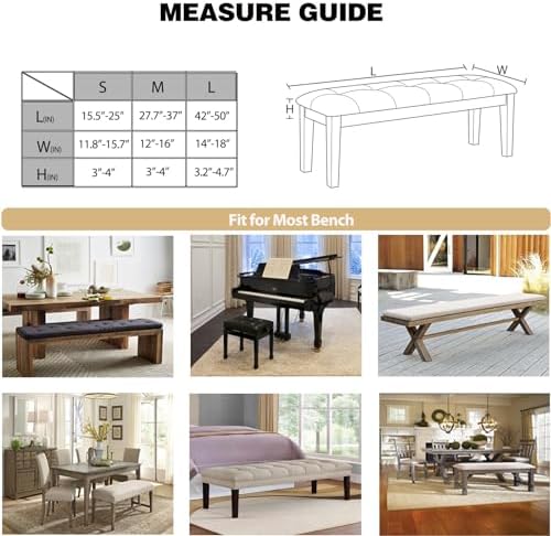 NeColorLife Velvet Dining Bench Slipcover Taupe Large