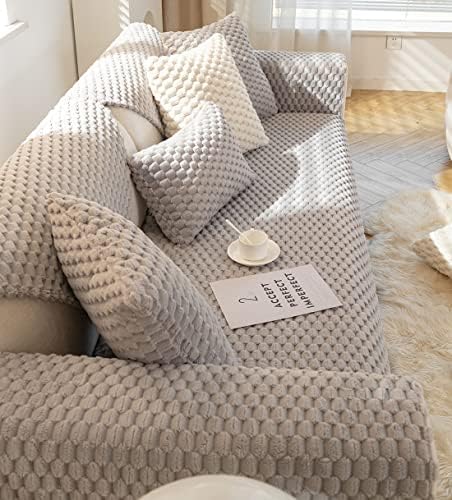 vctops Fluffy Faux Fur Sofa Cover Non Slip Warm Sectional Slipcover