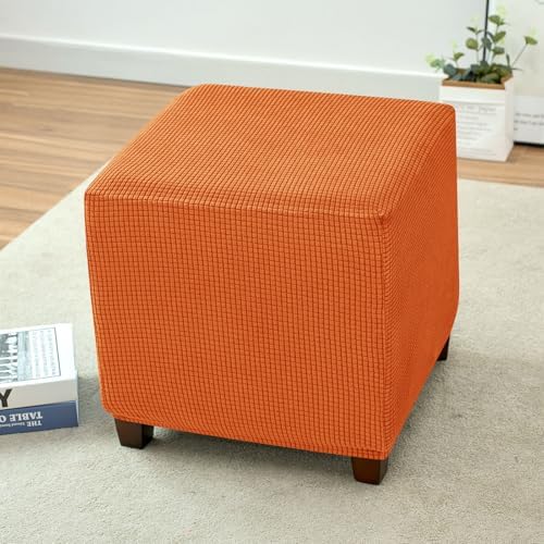 Orange Small Stretchy Ottoman Slipcover
