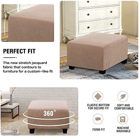 2 Piece Stretch Ottoman Covers for 17x17 19x19 Inches Stool Footrest Protection