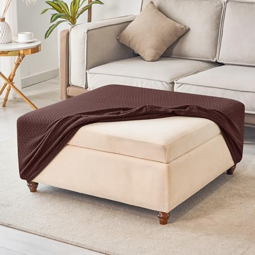 HFCNMY Square Ottoman Slipcover Stretch Jacquard Cover
