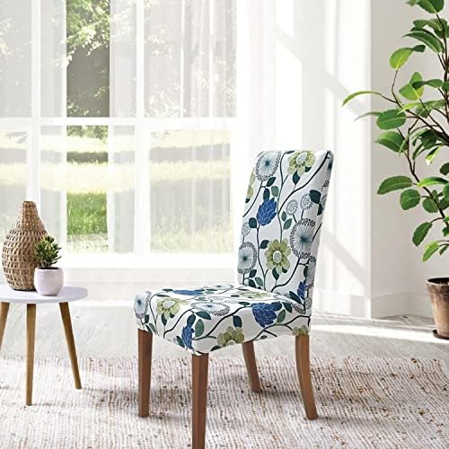 Springrico White Chair Covers 6 Pack Stretch Floral