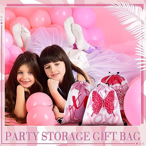 Paterr 12 Pcs Preppy Pink Party Favor Bags Drawstring Backpacks