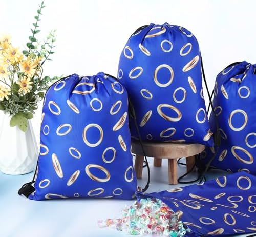 Abbylike 24 Pcs Blue and Gold Ring Party Bags