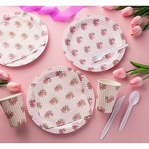Juvale Vintage Pink Roses Floral Napkins