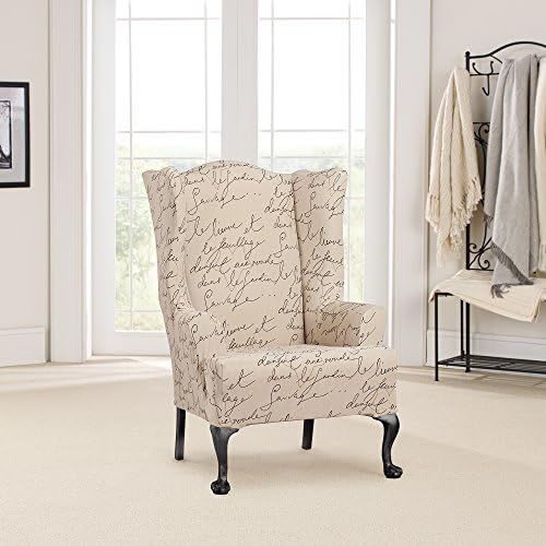 SureFit Pen Pal T-Cushion Wingback Chair Slipcover