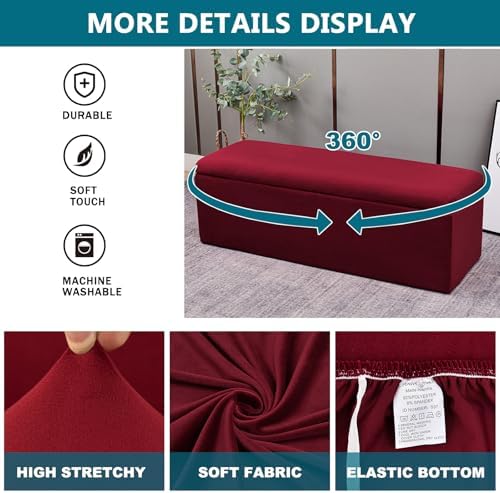 KRFOONN Velvet Stool Cover for Storage Bench Footrest Ottoman