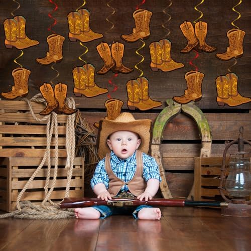 60PCS Western Cowboy Boot Hanging Decorations for Parties