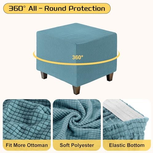 Uxcell Square Ottoman Cover with Elastic Bottom