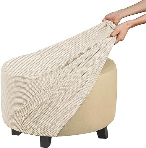 Fairuo Stool Covers Velvet Jacquard Universal Folding Pouffe Covers with Elastic Bottom