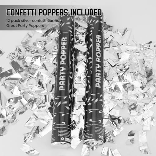 12-Pack Silver Confetti Poppers with Easy Twist Design