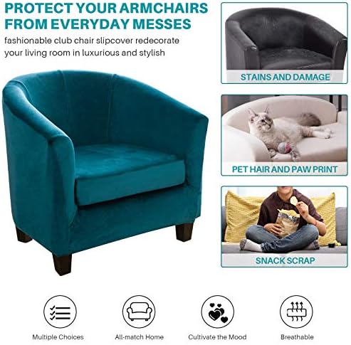 MIFXIN Velvet Green Tub Chair Slipcover 2 Piece Set