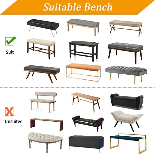 YISUN Jacquard Dining Bench Cover Stretch Washable Removable Seat Protector Beige