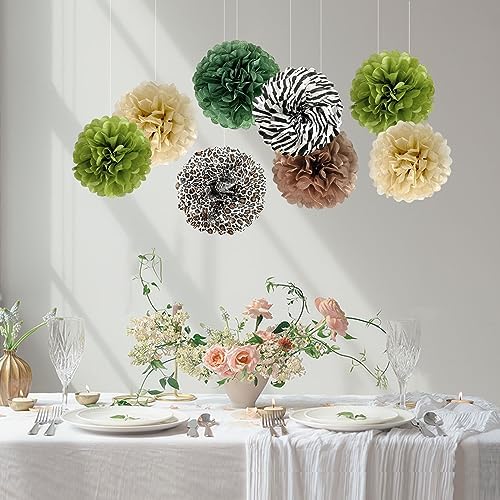 ANSOMO Jungle Safari Tissue Paper Pom Poms Decorations