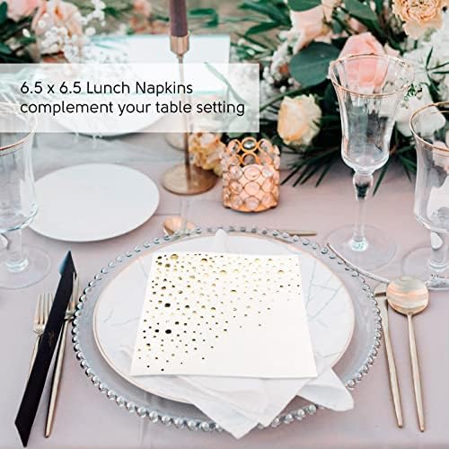 Stylish White and Gold Napkins 100 Pack Wedding Party