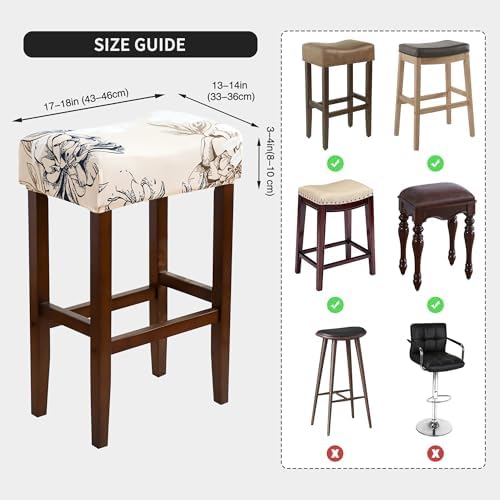 Waterproof Bar Stool Cushion Covers Set of 4