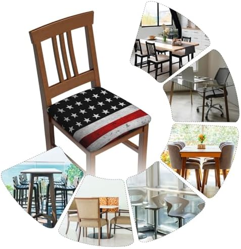 Ouqiuwa American Flag Square Chair Covers Set of 4 for Dining Chairs