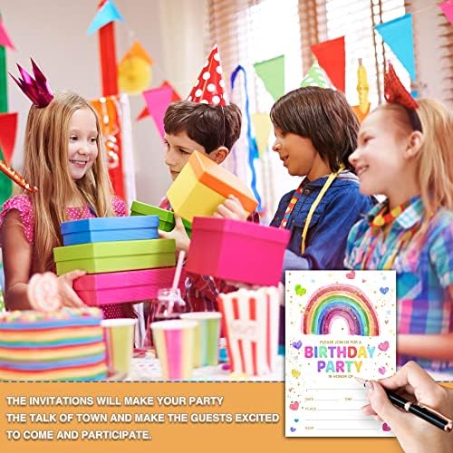 Rainbow Heart Birthday Invitations 20pcs A02