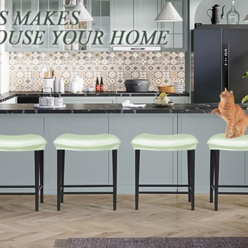 Waterproof PU Bar Stool Covers Set of 2 Light Green
